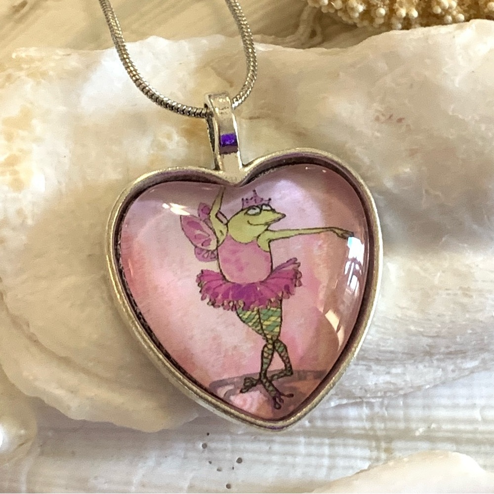 Angelina Ballerina Heart Shaped Dome Pendant